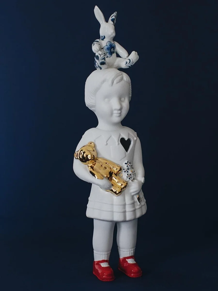 Pupke Big Rabbit - White with Delft blue rabbit | Collection